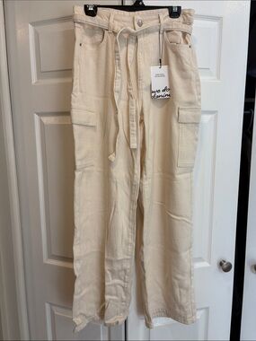 Vero Moda Cream Cargo Pants with Flap Pockets